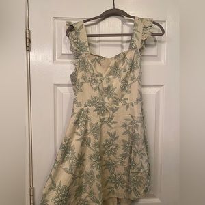 Trixxi tie back dress with green floral pattern